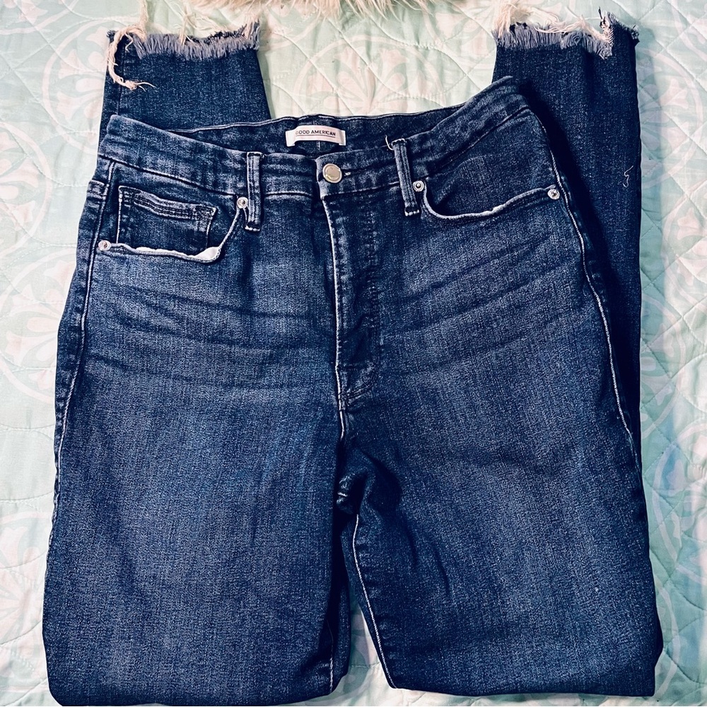 Good American Good Legs Raw Hem Skinny Jeans Sz 12